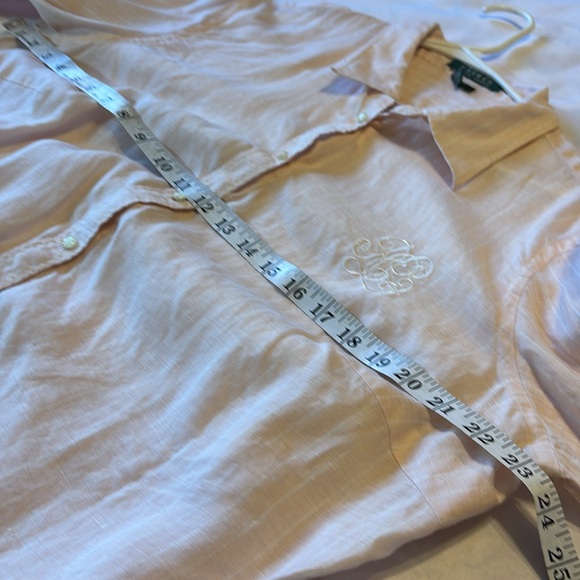 Lauren Ralph Lauren Light Pink Linen Striped Shirt Size 1X - Picture 11 of 14